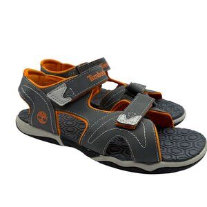Timberland Youth Sandals Gray Orange A24Q1 Adjustable Straps Sz 6 (W 7.5-8)